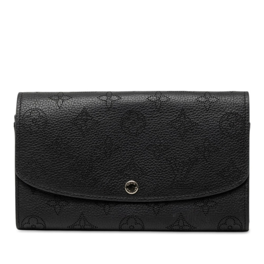 Louis Vuitton Monogram Mahina Portefeuille Iris Long Wallet M60143 Black Leat...